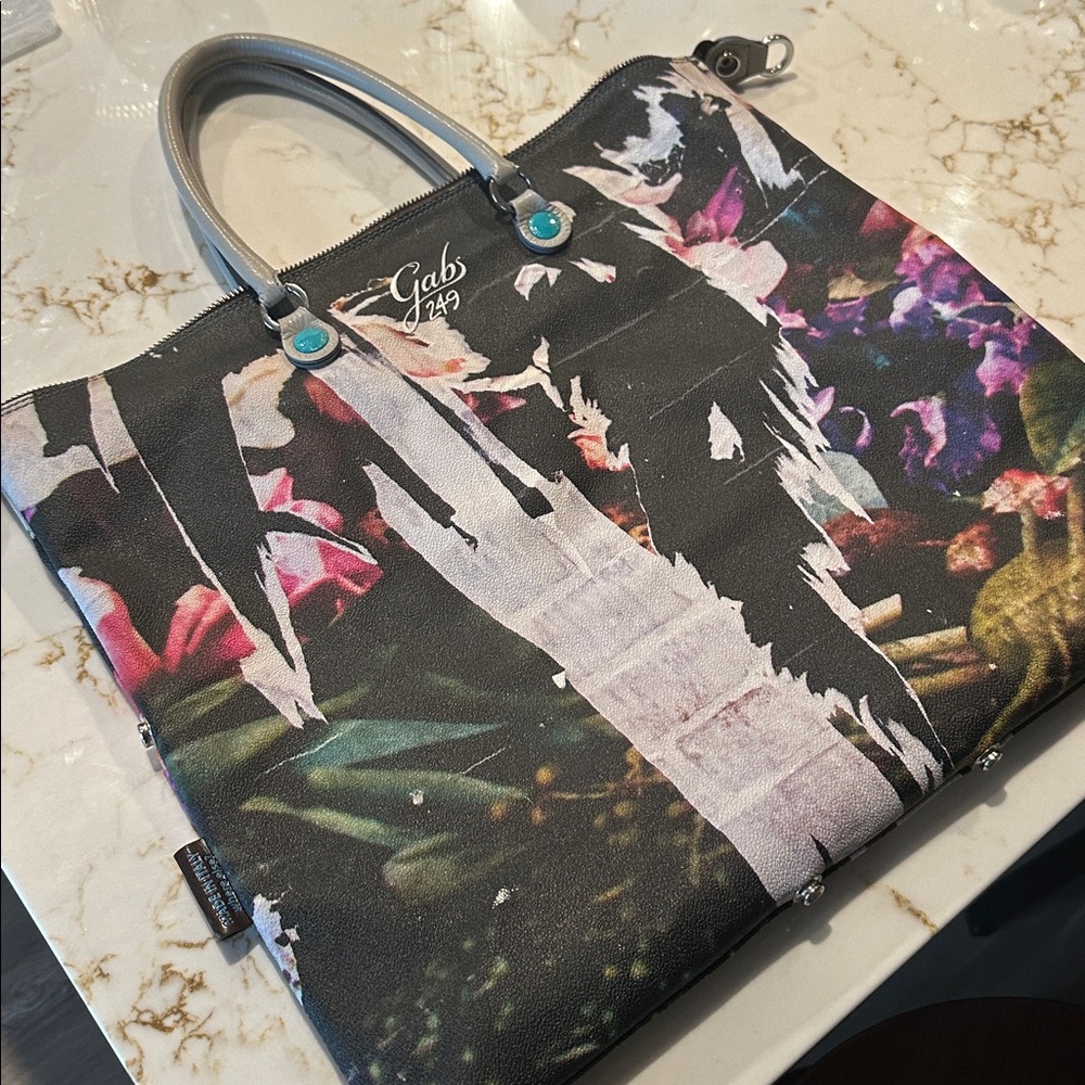 Gabs G3 plus Size L convertible Floral Tote Bag with Gray Handle